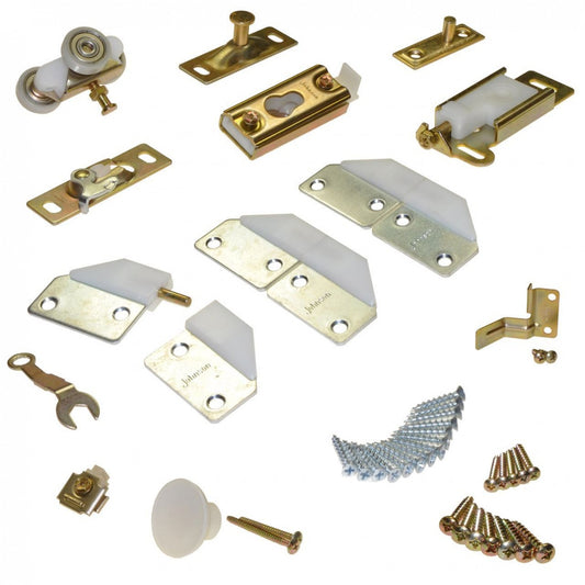 JOHNSON HARDWARE 100FD 2-PANEL PART SET, ZINC/WHITE