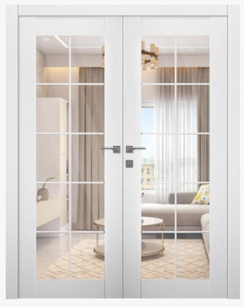 Smart Pro 10 Lite Clear Vetro Polar White Double doors