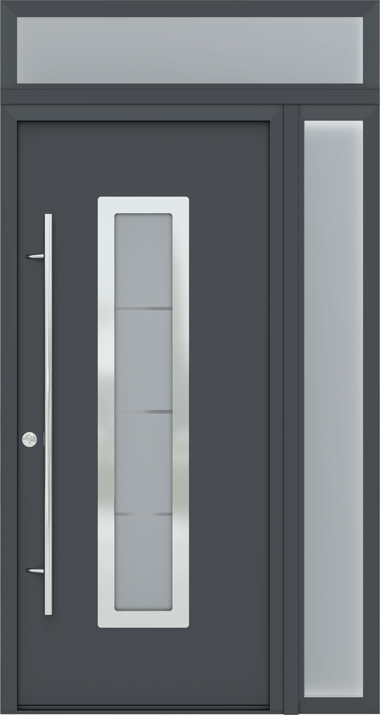 MODERN FRONT STEEL DOOR ARGOS ANTRACIT/WHITE 49 1/4" X 95 11/16" RHI + SIDELITE RIGHT/TRANSOM