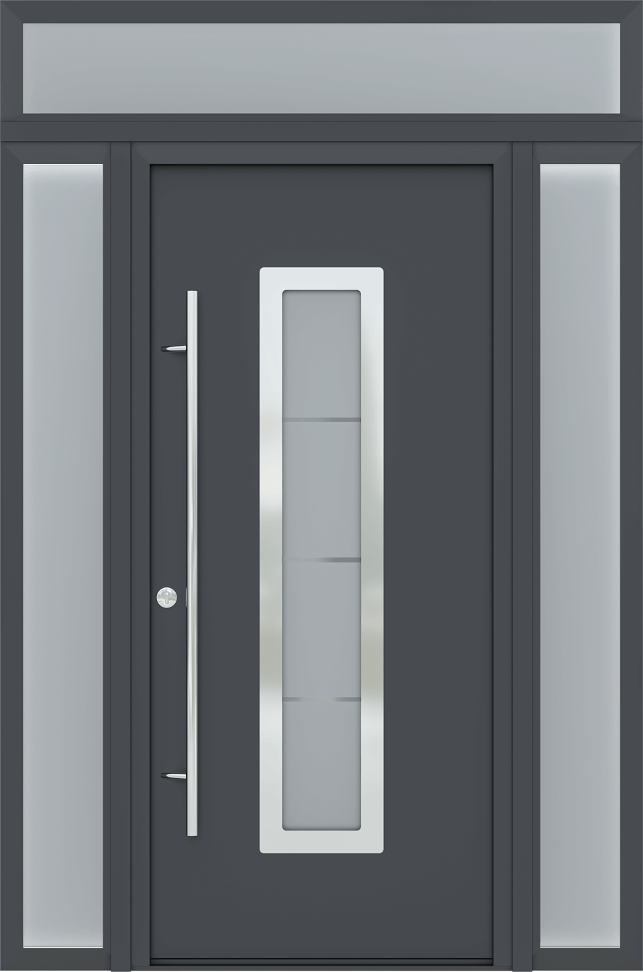 MODERN FRONT STEEL DOOR ARGOS ANTRACIT/WHITE 61 1/16" X 95 11/16" RHI + SIDELITE LEFT/RIGHT + TRANSOM