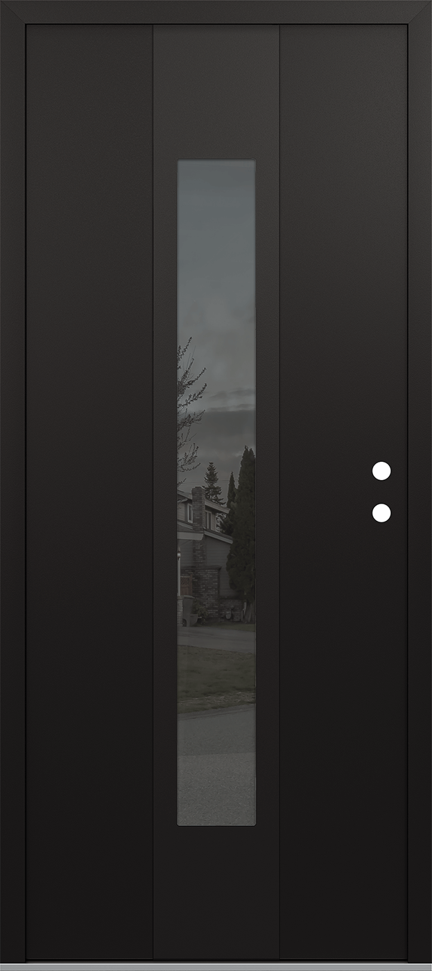 MODERN STEEL FRONT DOOR DIAMOND A1 36" X 80" BLACK/BLACK MIRRORED GLASS PANEL BLACK LHI
