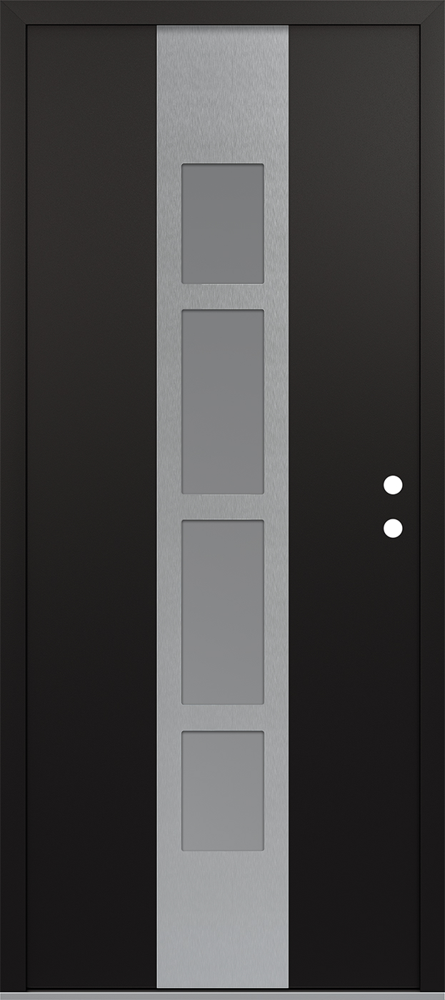 Modern Steel Front Door DIAMOND A10 36" X 80" BLACK/WHITE FROSTED GLASS PANEL STAINLESS STEEL LHI