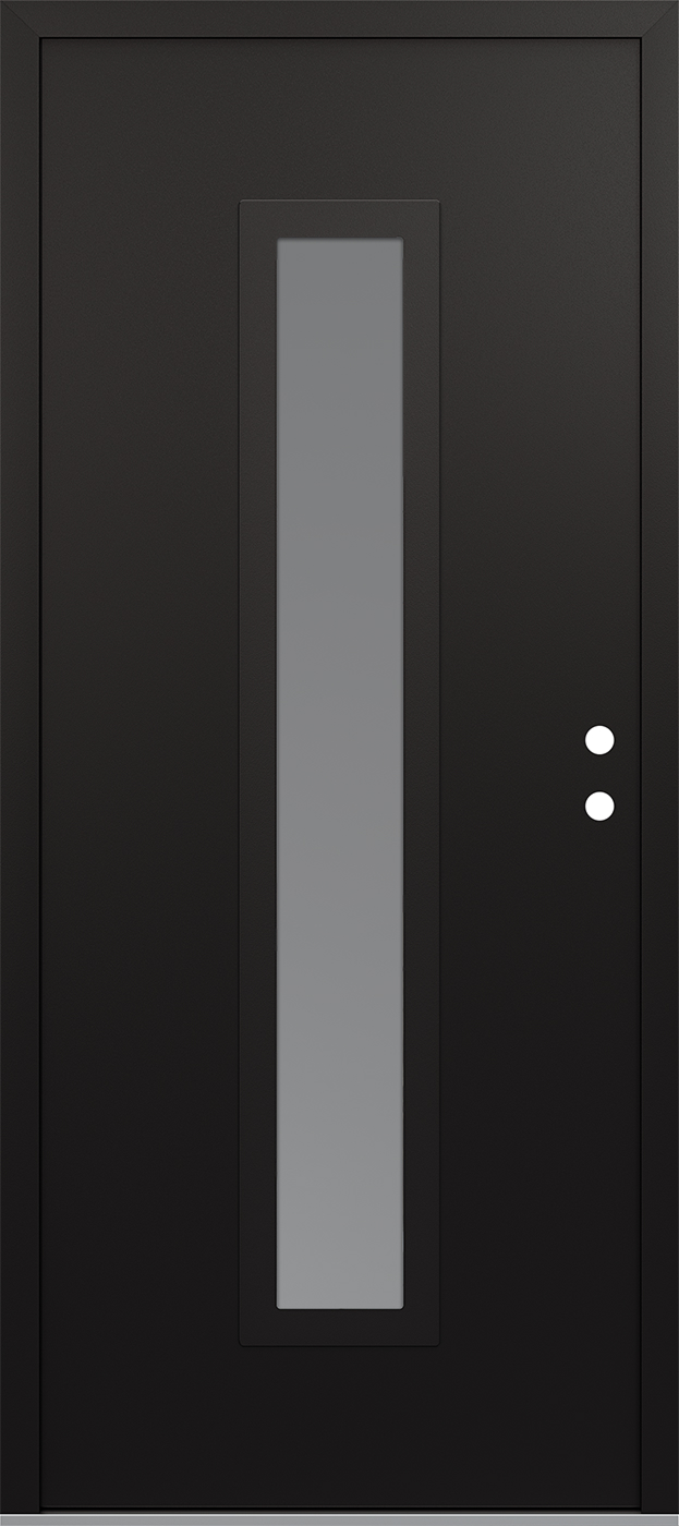 Modern Steel Front Door DIAMOND A11 36" X 80" BLACK/WHITE FROSTED GLASS PANEL BLACK LHI