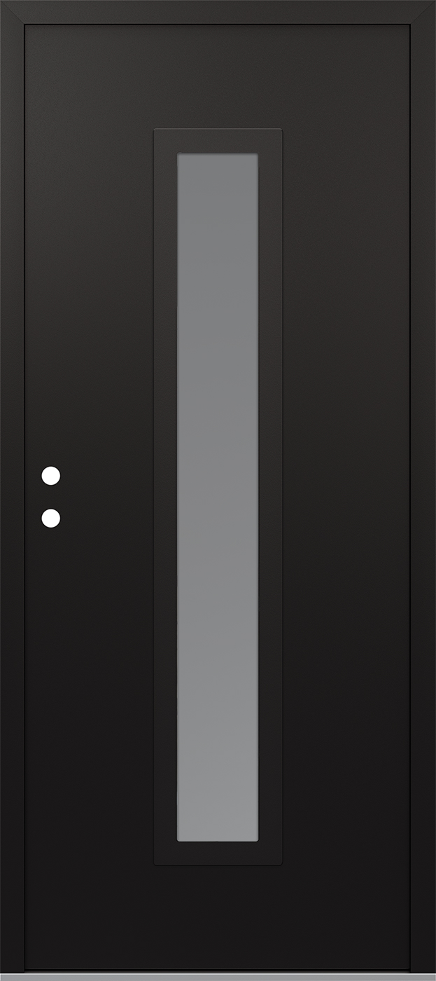 Modern Steel Front Door DIAMOND A11 36" X 80" BLACK/WHITE FROSTED GLASS PANEL BLACK RHI