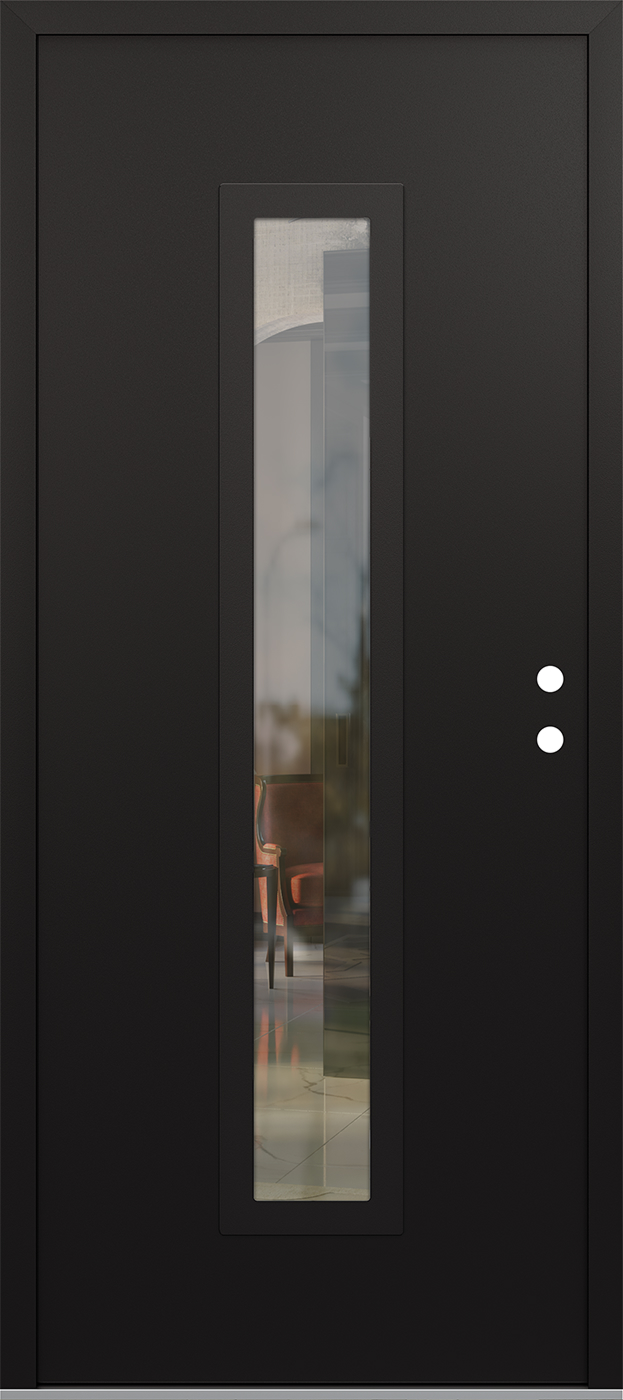 Modern Steel Front Door DIAMOND A11 36" X 80" BLACK/BLACK CLEAR GLASS PANEL BLACK LHI