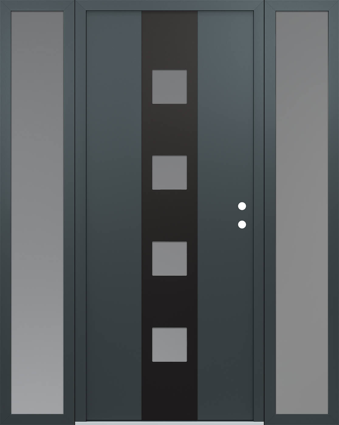 Modern Steel Front Door DIAMOND A12 60" X 80" ANTHRACITE/ANTHRACITE FROSTED GLASS PANEL BLACK LHI WITH 2 SIDELITES FROSTED GLASS
