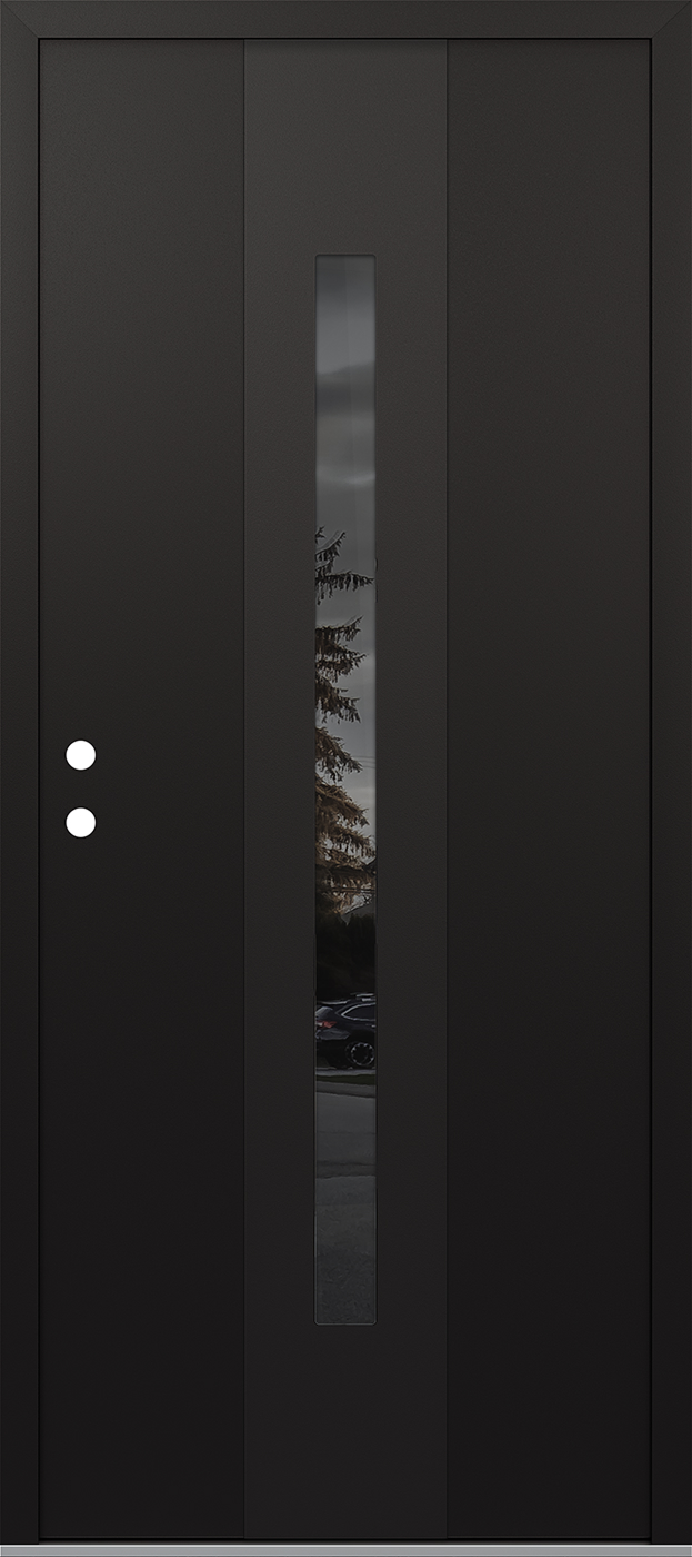 Modern Steel Front Door DIAMOND A2 36" X 80" BLACK/BLACK MIRRORED GLASS PANEL BLACK RHI