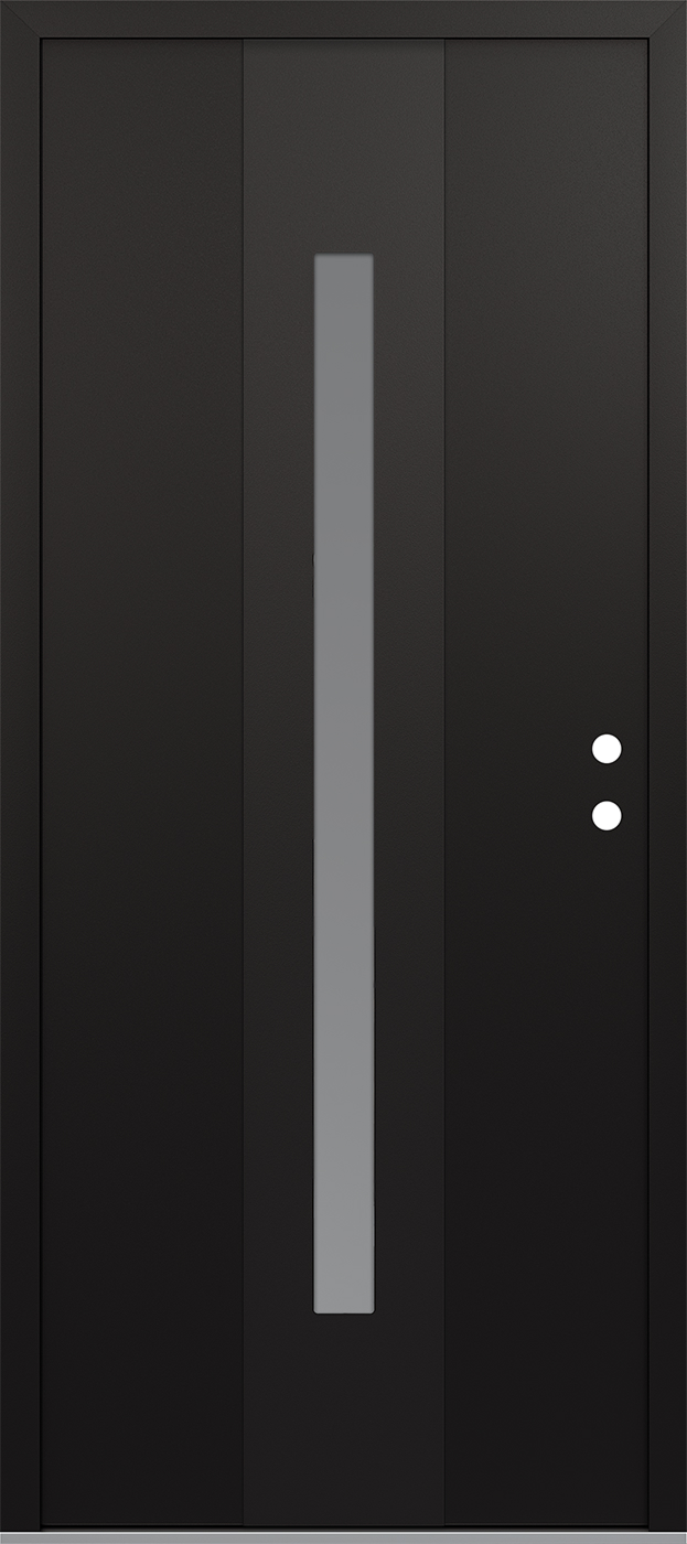 Modern Steel Front Door DIAMOND A2 36" X 80" BLACK/WHITE FROSTED GLASS PANEL BLACK LHI