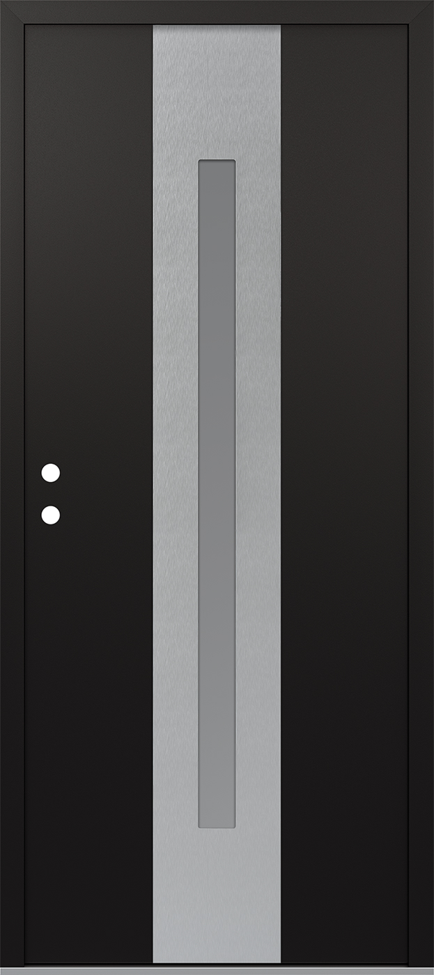 Modern Steel Front Door DIAMOND A2 36" X 80" BLACK/WHITE FROSTED GLASS PANEL STAINLESS STEEL RHI