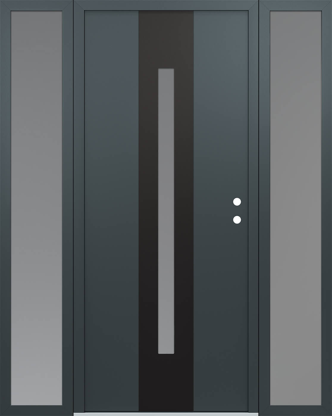 Modern Steel Front Door DIAMOND A2 68" X 80" ANTHRACITE/ANTHRACITE FROSTED GLASS PANEL BLACK LHI WITH 2 SIDELITES FROSTED GLASS