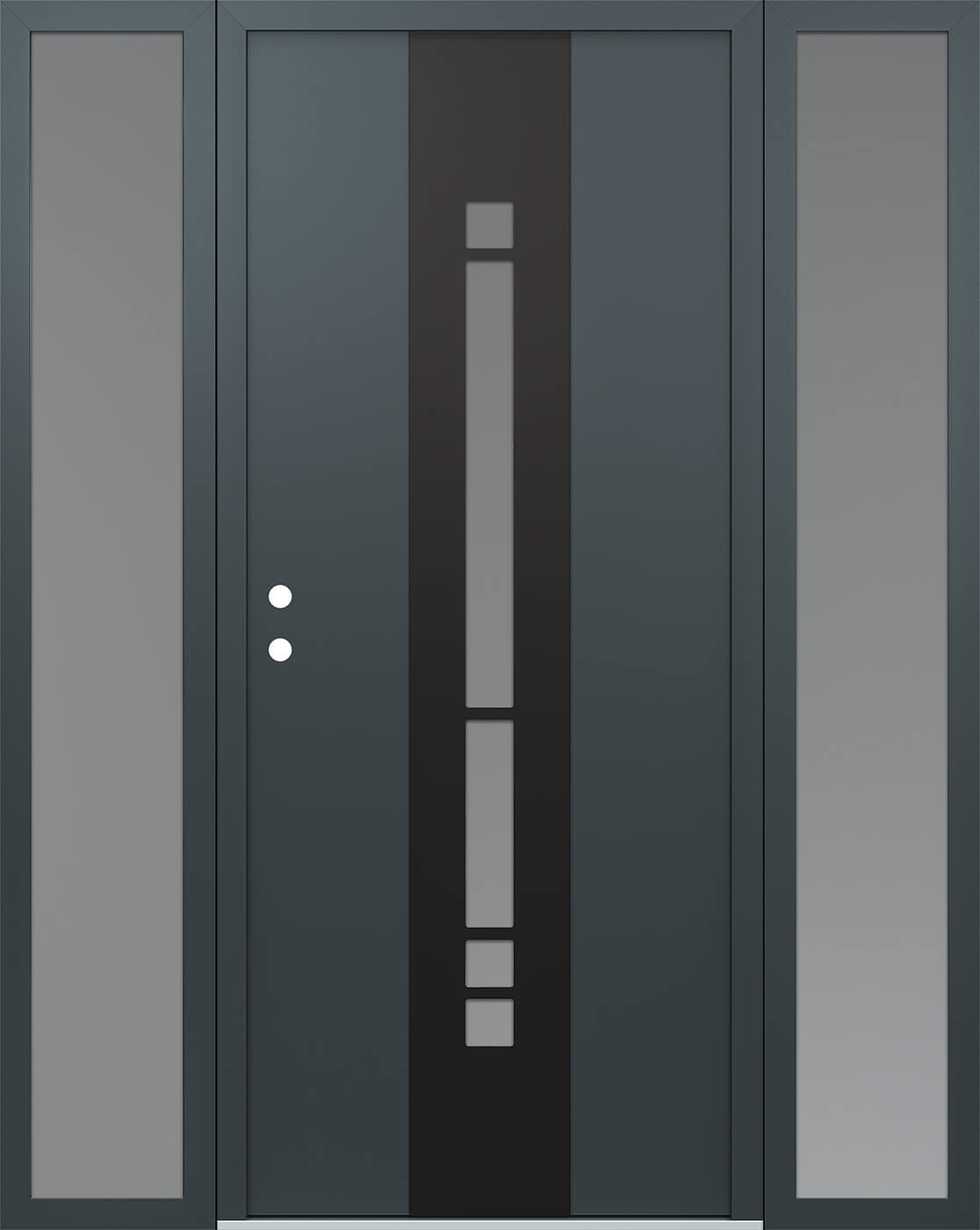 Modern Steel Front Door DIAMOND A3 60" X 80" ANTHRACITE/ANTHRACITE FROSTED GLASS PANEL BLACK RHI WITH 2 SIDELITES FROSTED GLASS