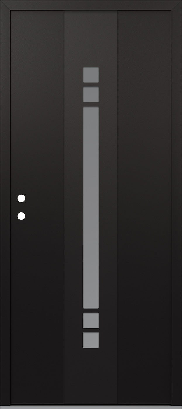 Modern Steel Front Door DIAMOND A4 36" X 80" BLACK/WHITE FROSTED GLASS PANEL BLACK RHI