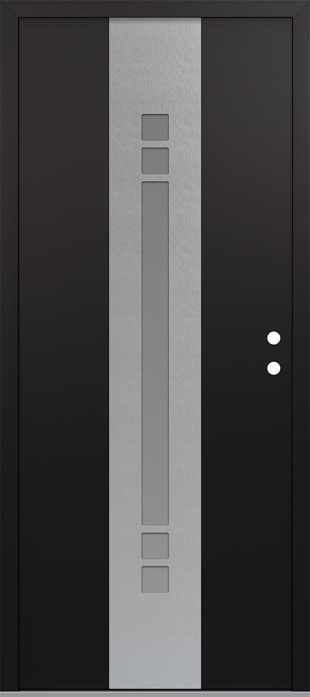 Modern Steel Front Door DIAMOND A4 36" X 80" BLACK/WHITE FROSTED GLASS PANEL STAINLESS STEEL LHI