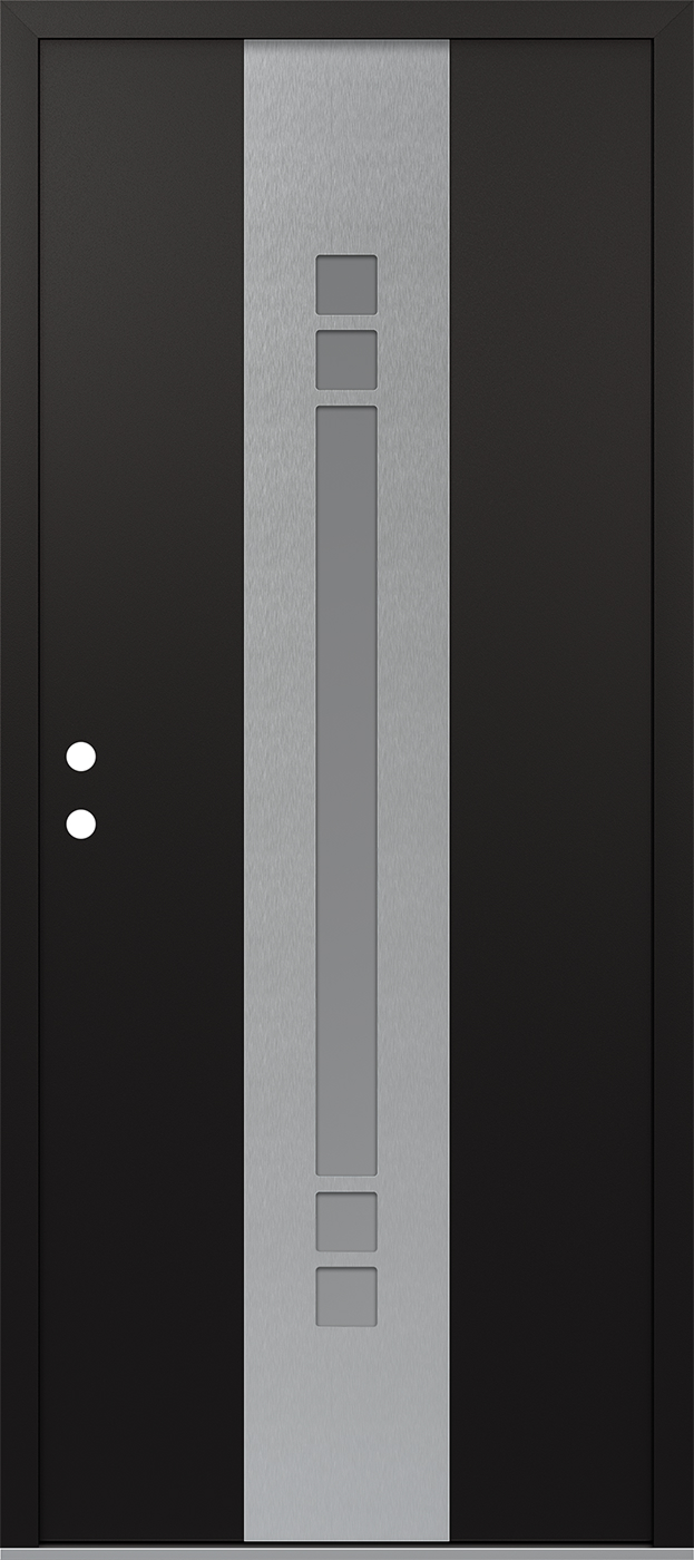 Modern Steel Front Door DIAMOND A4 36" X 80" BLACK/WHITE FROSTED GLASS PANEL STAINLESS STEEL RHI