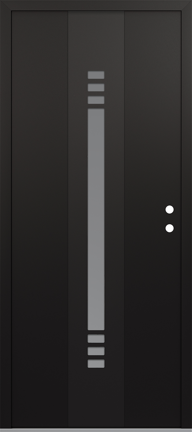 Modern Steel Front Door DIAMOND A5 36" X 80" BLACK/WHITE FROSTED GLASS PANEL BLACK LHI
