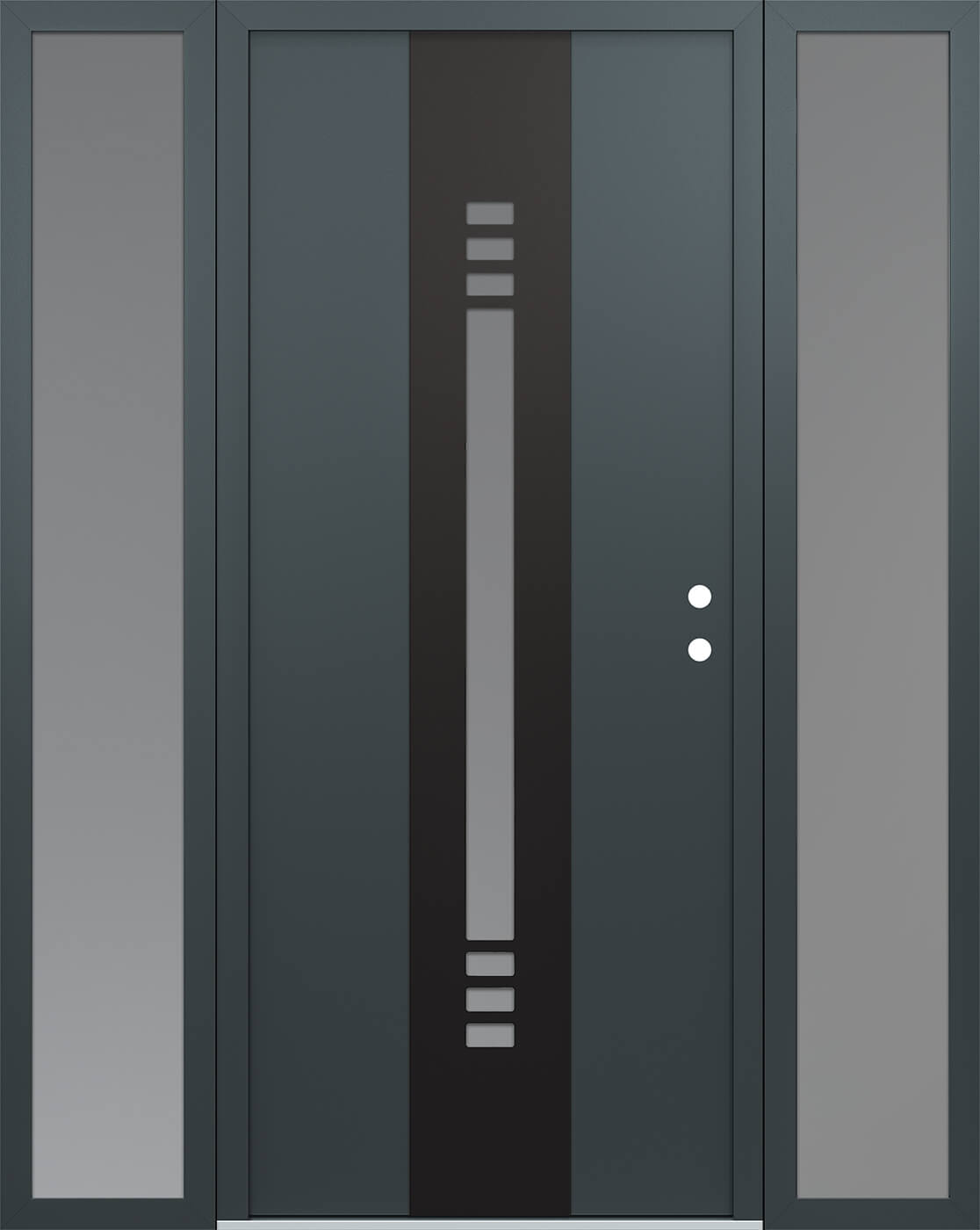 Modern Steel Front Door DIAMOND A5 60" X 80" ANTHRACITE/ANTHRACITE FROSTED GLASS PANEL BLACK LHI WITH 2 SIDELITES FROSTED GLASS