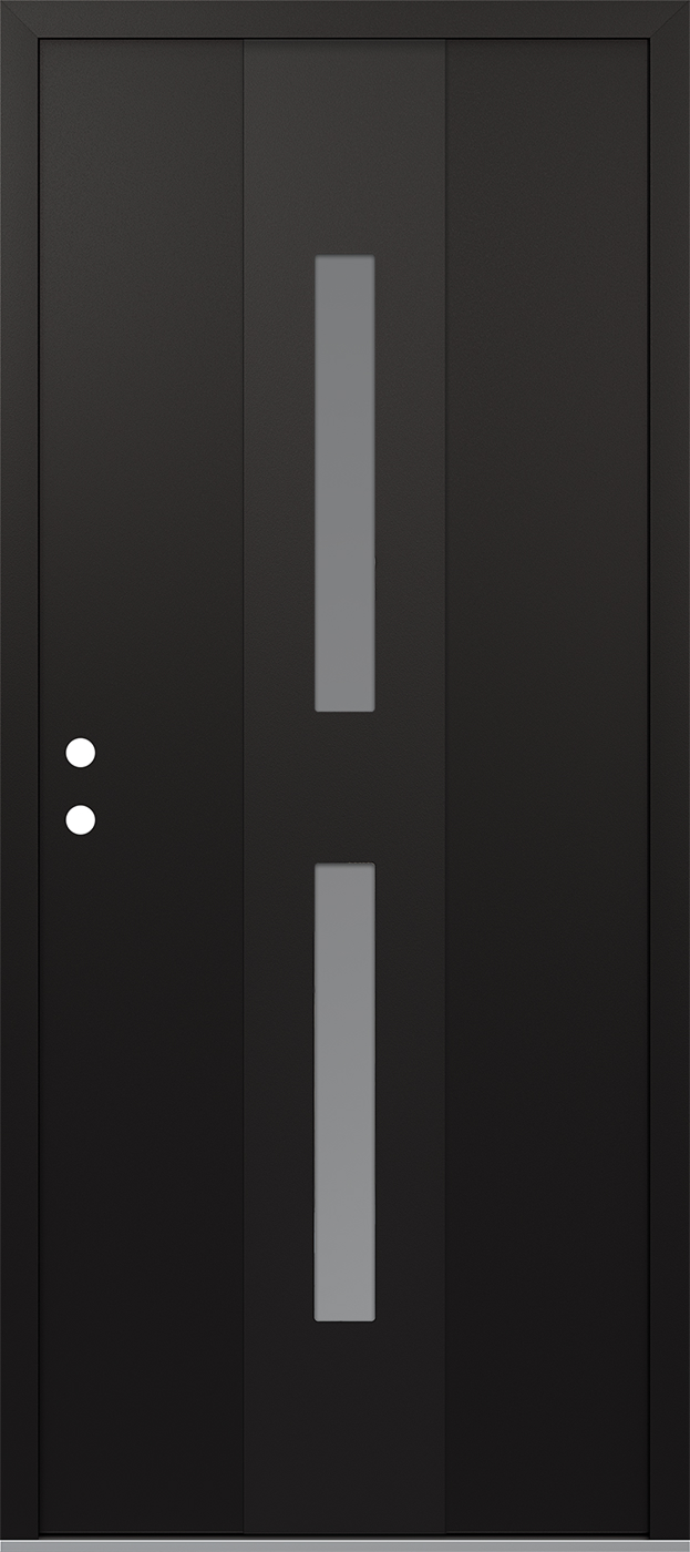 Modern Steel Front Door DIAMOND A6 36" X 80" BLACK/WHITE FROSTED GLASS PANEL BLACK RHI