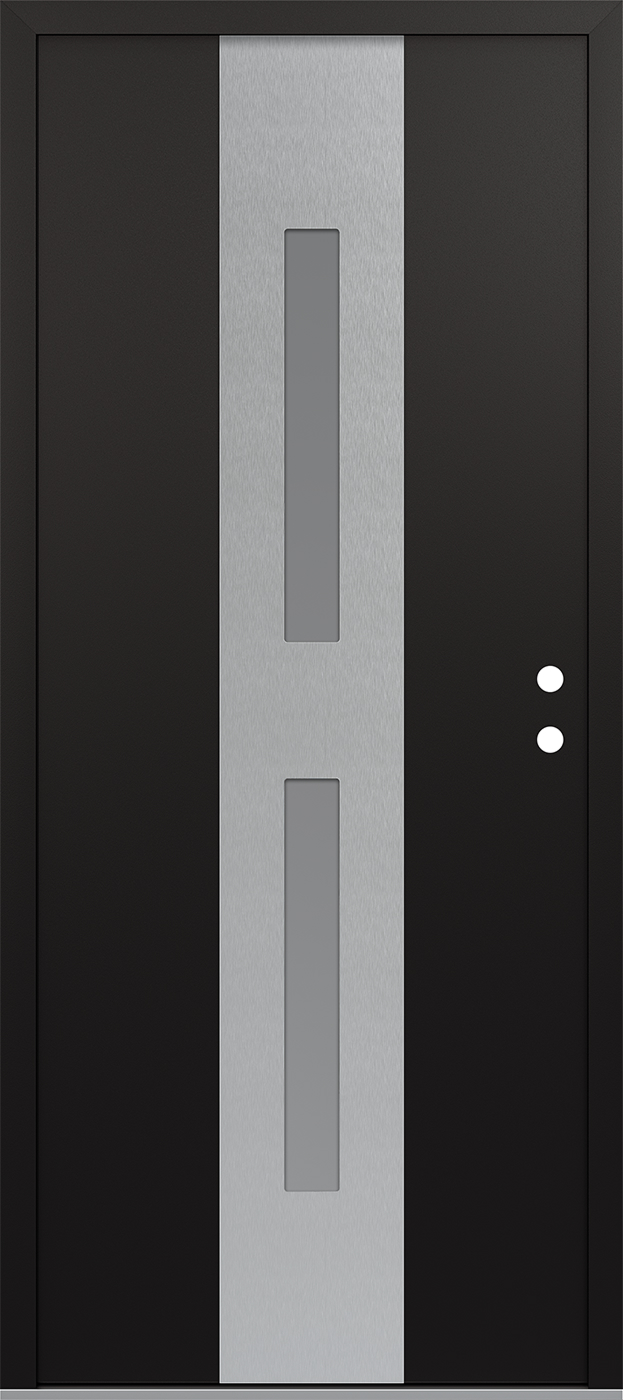 Modern Steel Front Door DIAMOND A6 36" X 80" BLACK/WHITE FROSTED GLASS PANEL STAINLESS STEEL LHI