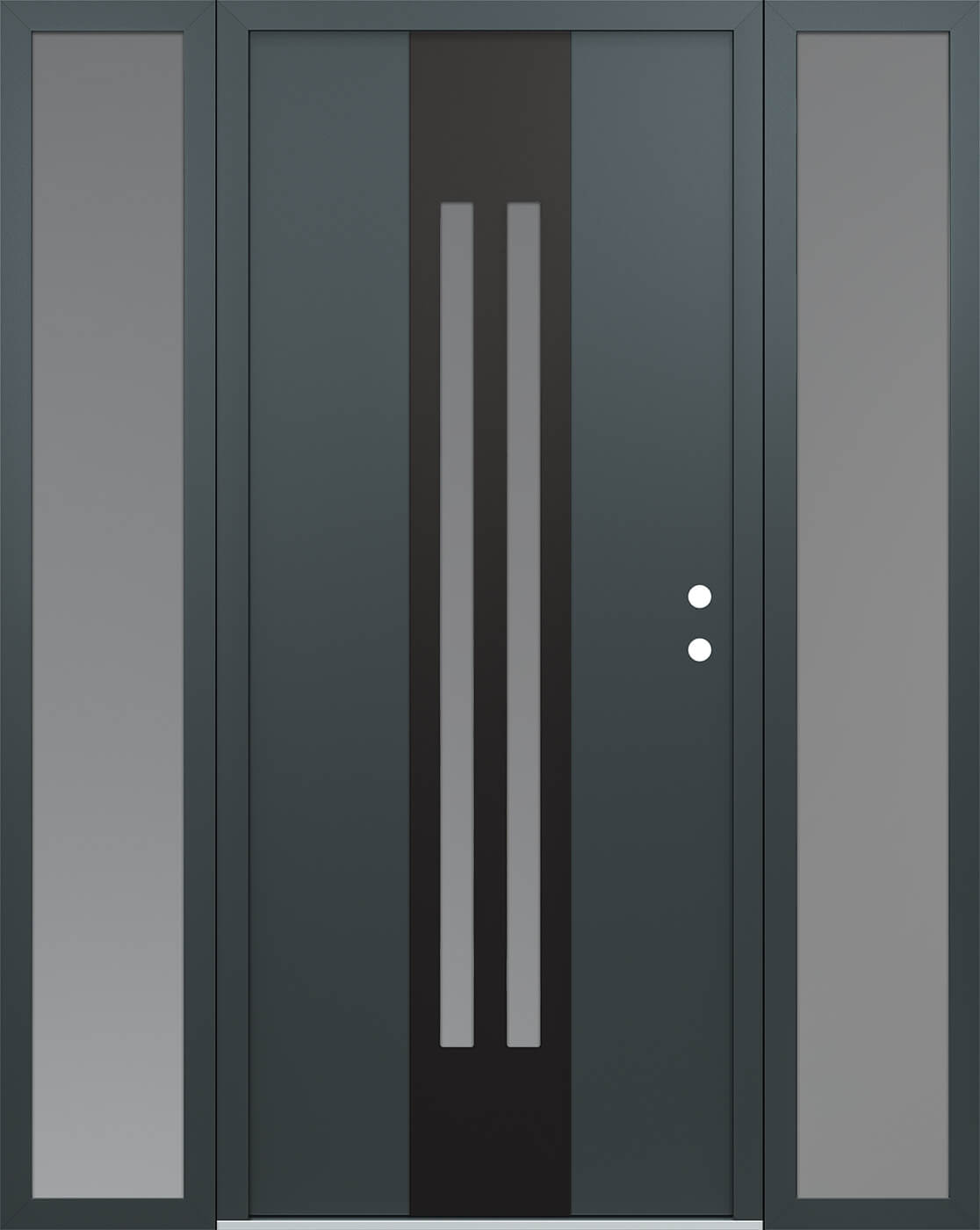 Modern Steel Front Door DIAMOND A8 60" X 80" ANTHRACITE/ANTHRACITE FROSTED GLASS PANEL BLACK LHI WITH 2 SIDELITES FROSTED GLASS