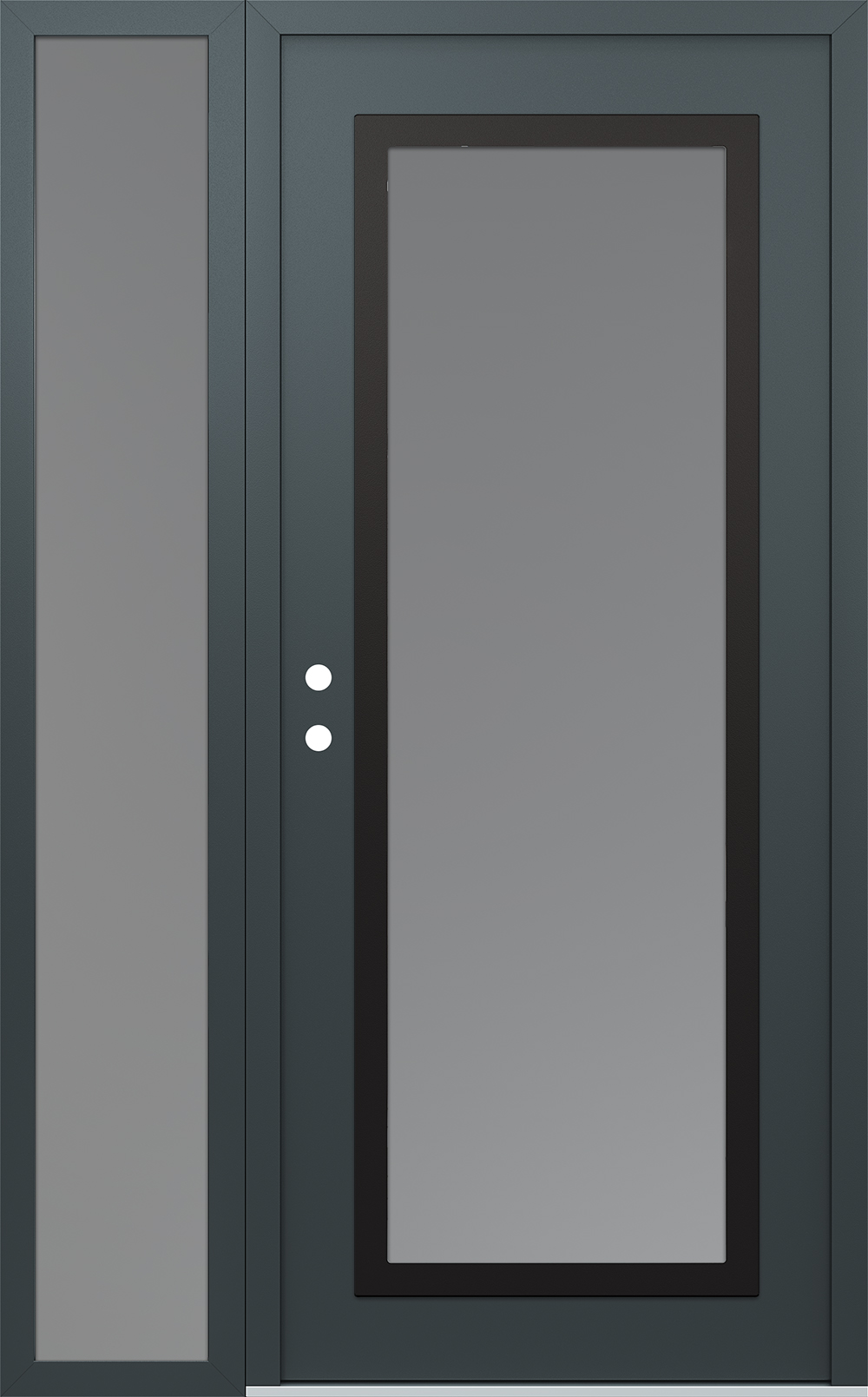 Modern Steel Front Door Diamond C1 48" x 80" anthracite/anthracite frosted Glass Panel black RHI with Sidelite frosted Glass