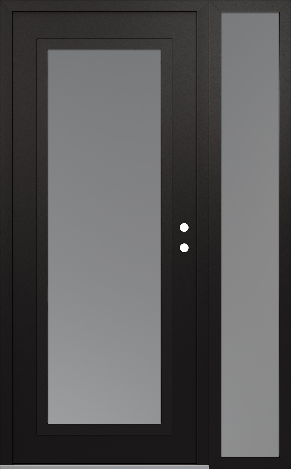 Modern Steel Front Door Diamond C1 48" x 80" black/white frosted Glass Panel black LHI with Sidelite frosted Glass