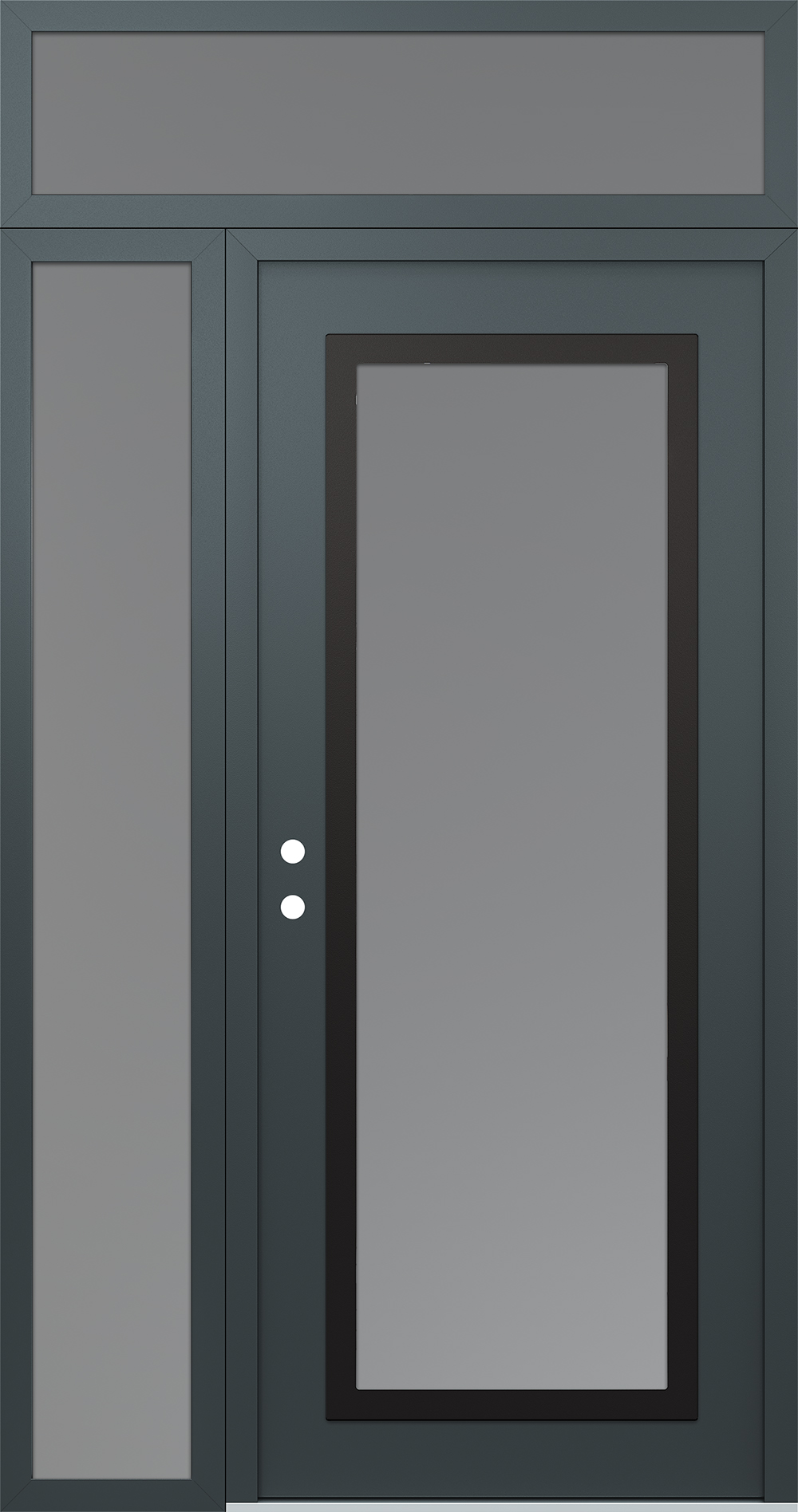 Modern Steel Front Door Diamond C1 50" x 96" anthracite/anthracite frosted Glass Panel black RHI with Sidelite and Transom frosted Glass