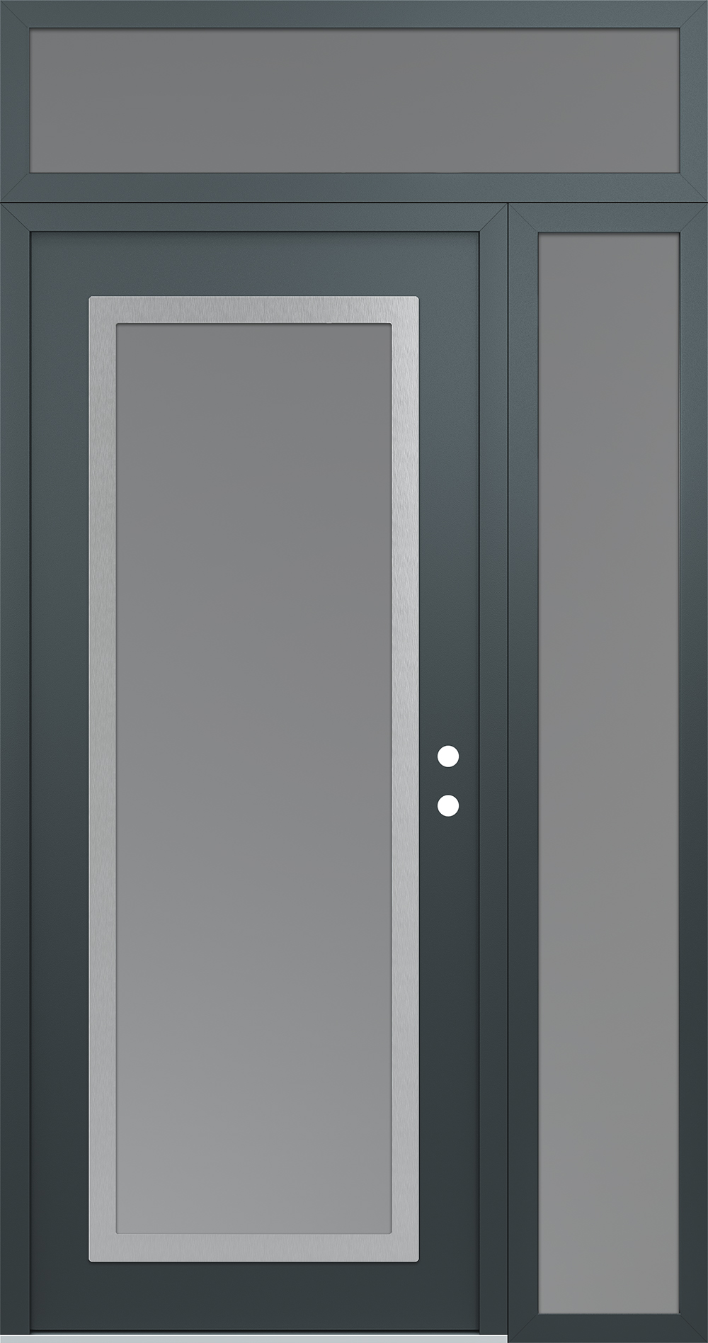 Modern Steel Front Door Diamond C1 52" x 96" anthracite/anthracite frosted Glass Panel stainless steel LHI with Sidelite and Transom frosted Glass