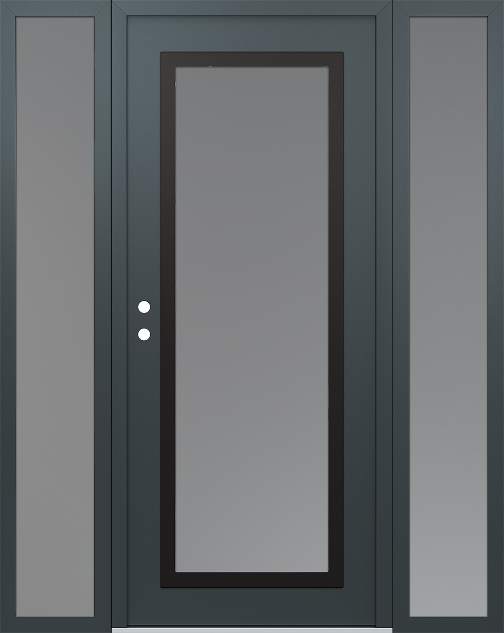 Modern Steel Front Door Diamond C1 60" x 80" anthracite/anthracite frosted Glass Panel black RHI with 2 Sidelites frosted Glass