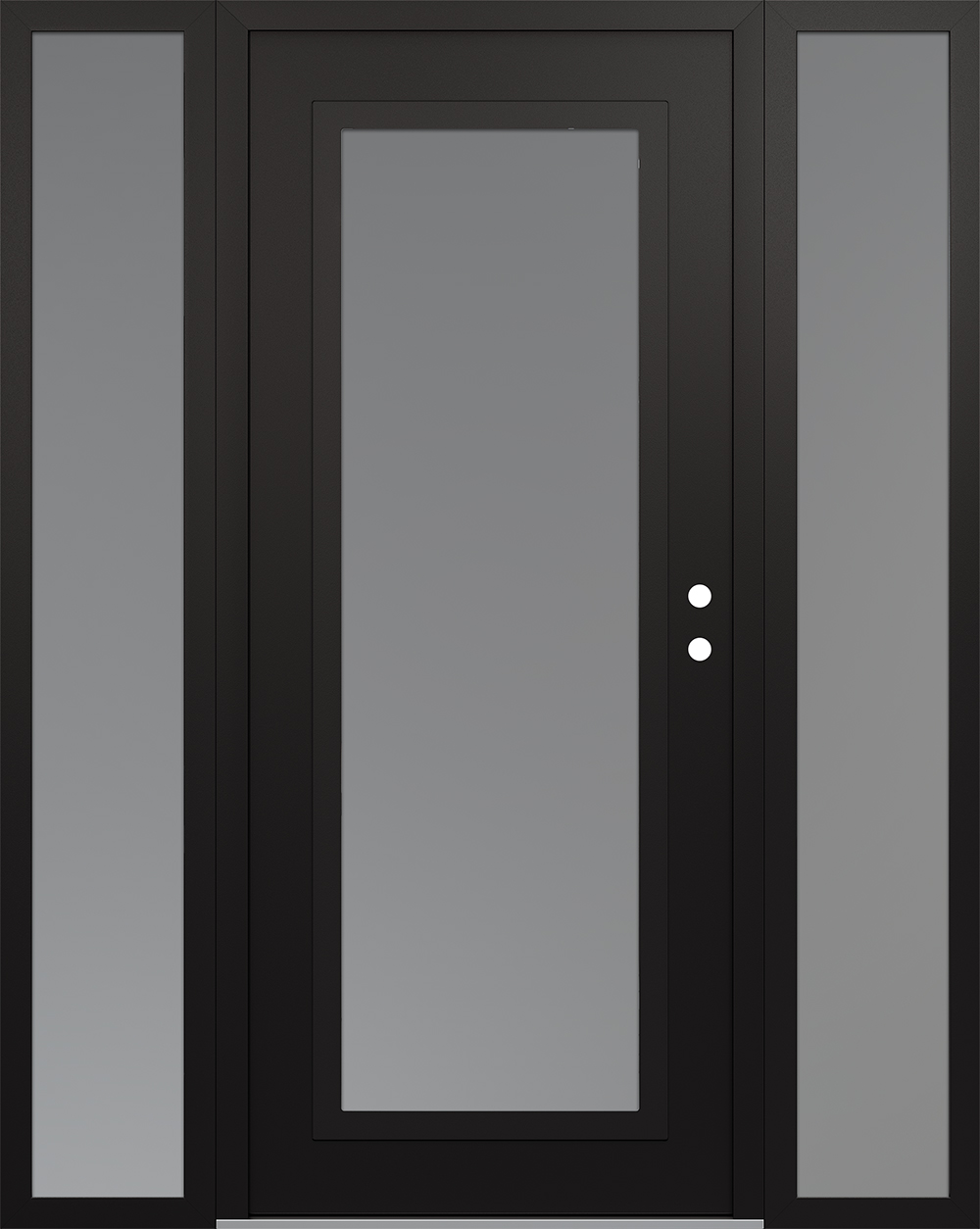 Modern Steel Front Door Diamond C1 60" x 80" black/white frosted Glass Panel black LHI with 2 Sidelites frosted Glass