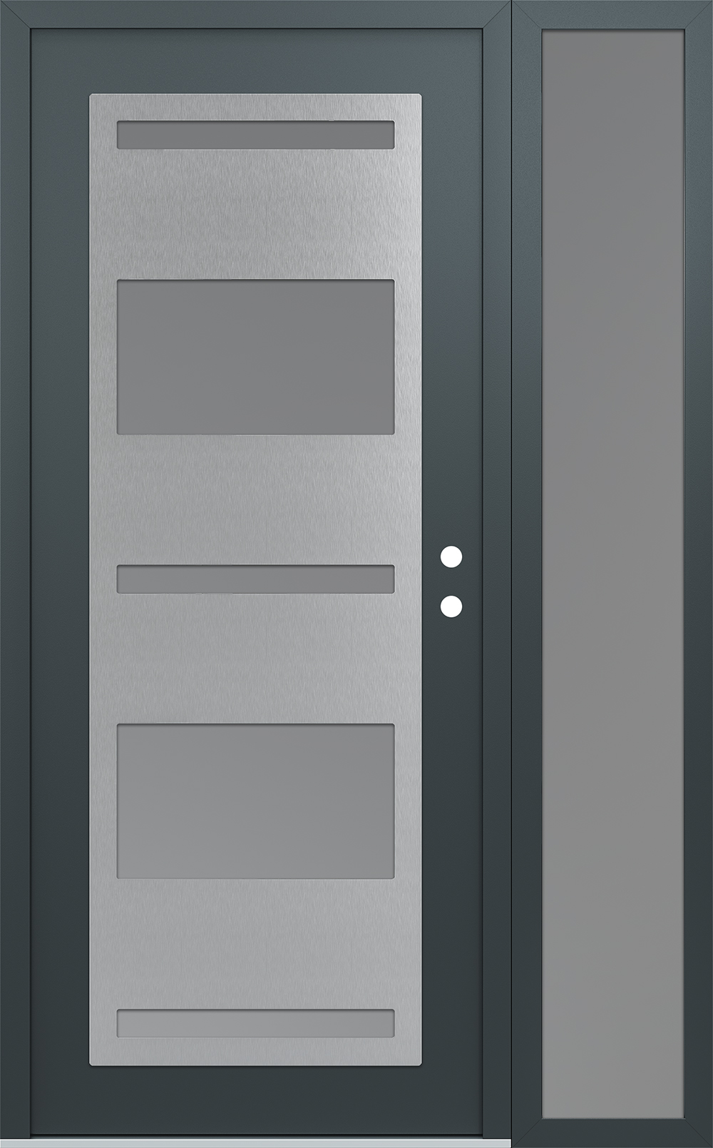 Modern Steel Front Door Diamond C10 48" x 80" anthracite/anthracite frosted Glass Panel stainless steel LHI with Sidelite frosted Glass
