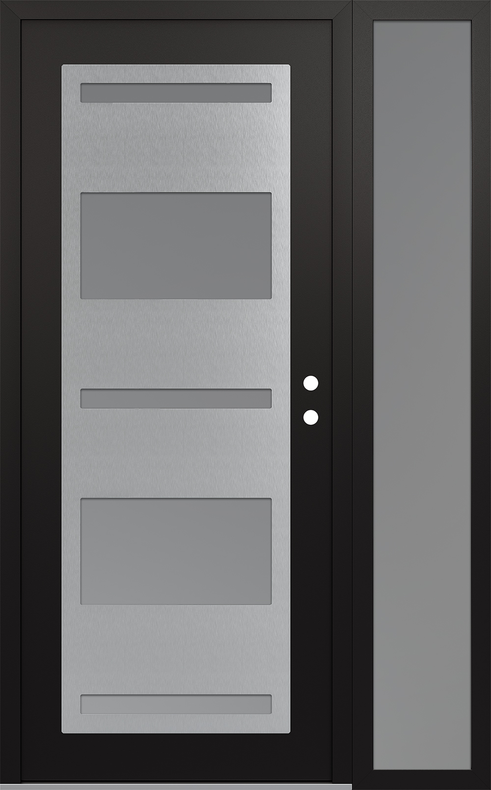 Modern Steel Front Door Diamond C10 50" x 80" black/white frosted Glass Panel stainless steel LHI with Sidelite frosted Glass