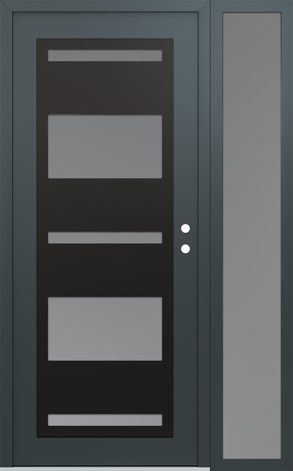 Modern Steel Front Door Diamond C10 52" x 80" anthracite/anthracite frosted Glass Panel black LHI with Sidelite frosted Glass