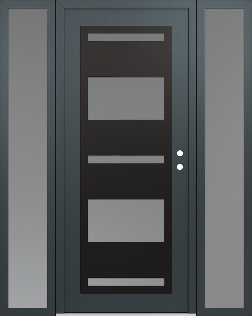 Modern Steel Front Door Diamond C10 68" x 80" anthracite/anthracite frosted Glass Panel black LHI with 2 Sidelites frosted Glass