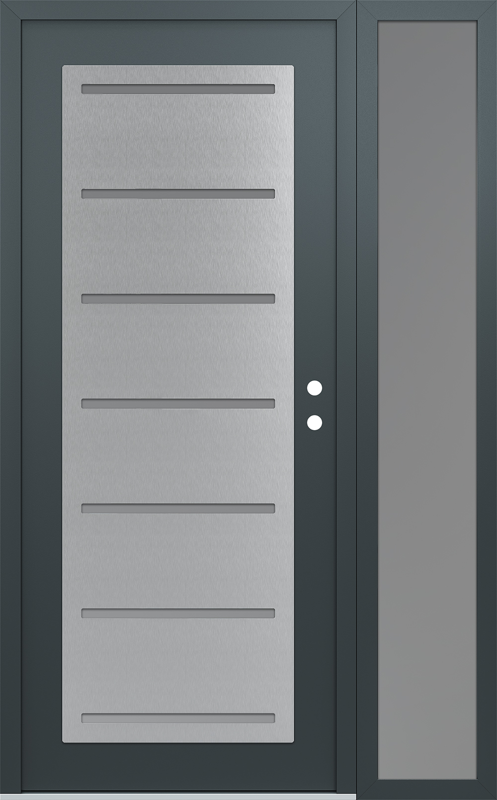 Modern Steel Front Door Diamond C11 48" x 80" anthracite/anthracite frosted Glass Panel stainless steel LHI with Sidelite frosted Glass