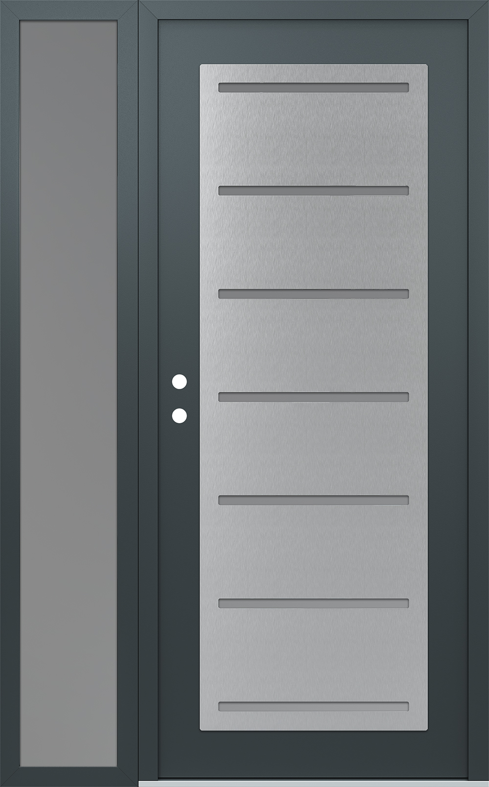 Modern Steel Front Door Diamond C11 50" x 80" anthracite/anthracite frosted Glass Panel stainless steel RHI with Sidelite frosted Glass