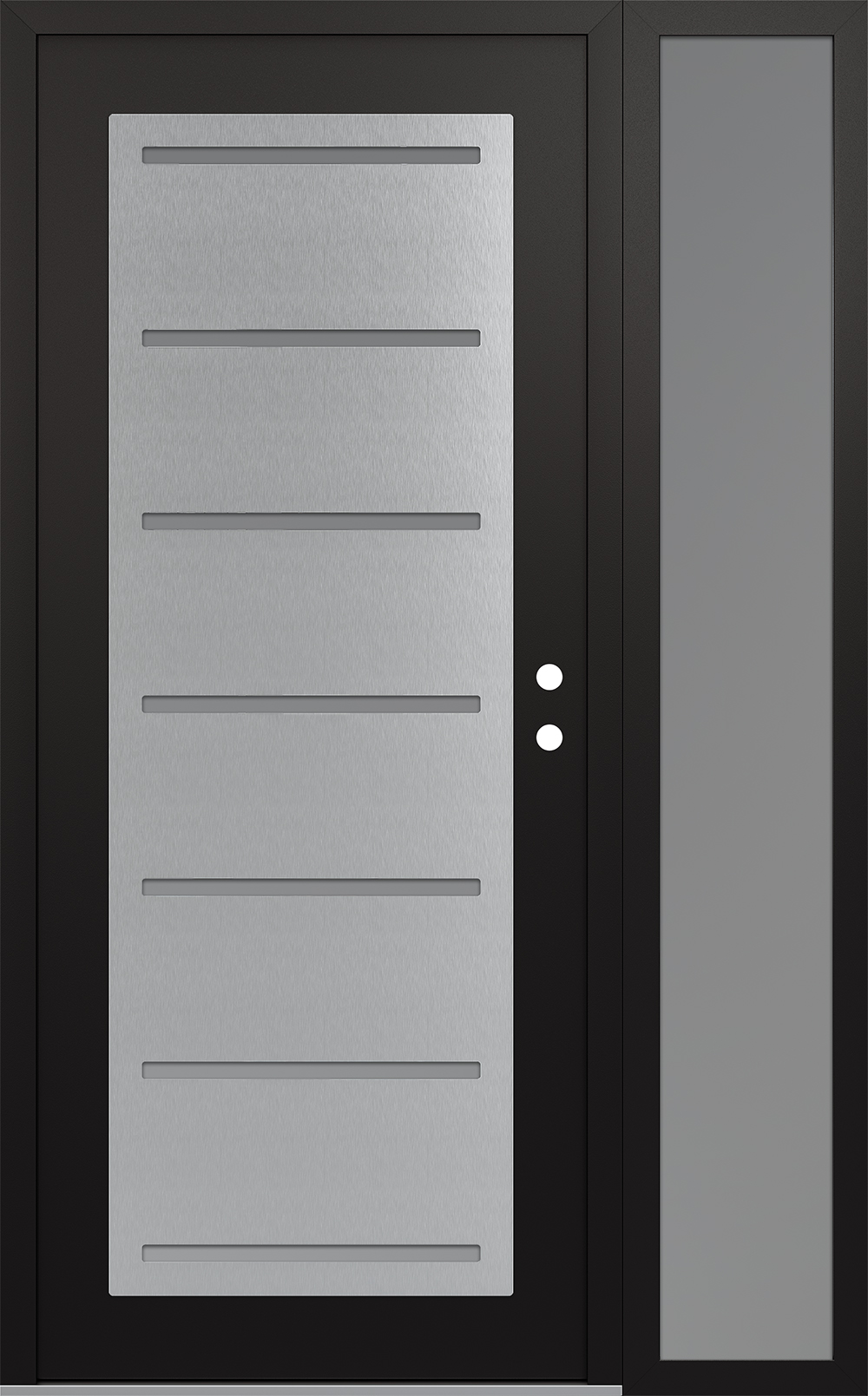 Modern Steel Front Door Diamond C11 50" x 80" black/white frosted Glass Panel stainless steel LHI with Sidelite frosted Glass