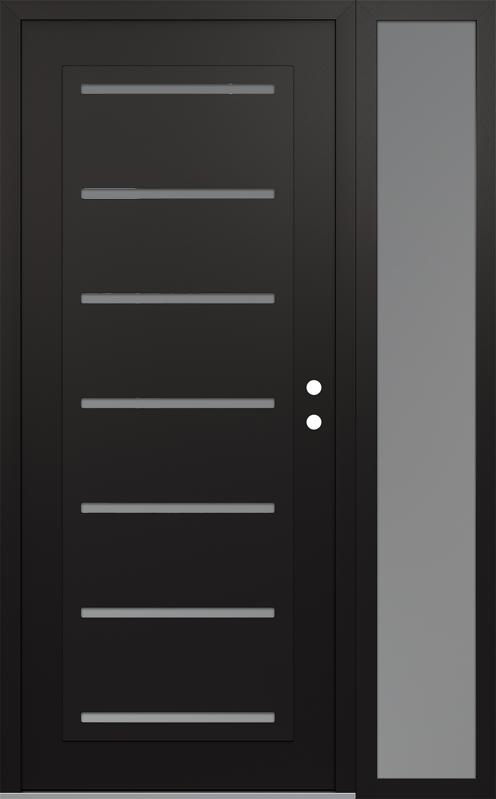 Modern Steel Front Door Diamond C11 52" x 80" black/white frosted Glass Panel black LHI with Sidelite frosted Glass