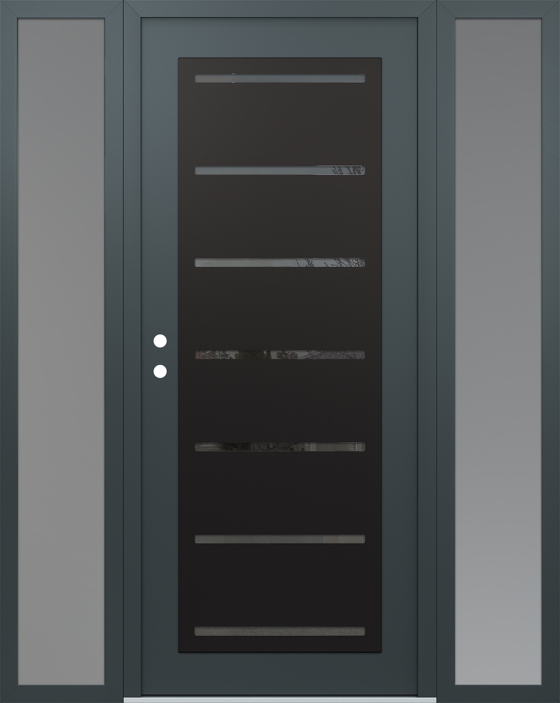Modern Steel Front Door Diamond C11 68" x 80" anthracite/anthracite mirrored Glass Panel black RHI with 2 Sidelites frosted Glass