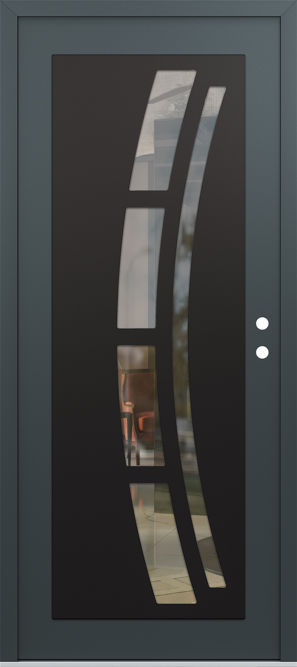 Modern Steel Front Door Diamond C12 36" x 80" anthracite/anthracite clear Glass Panel black LHI