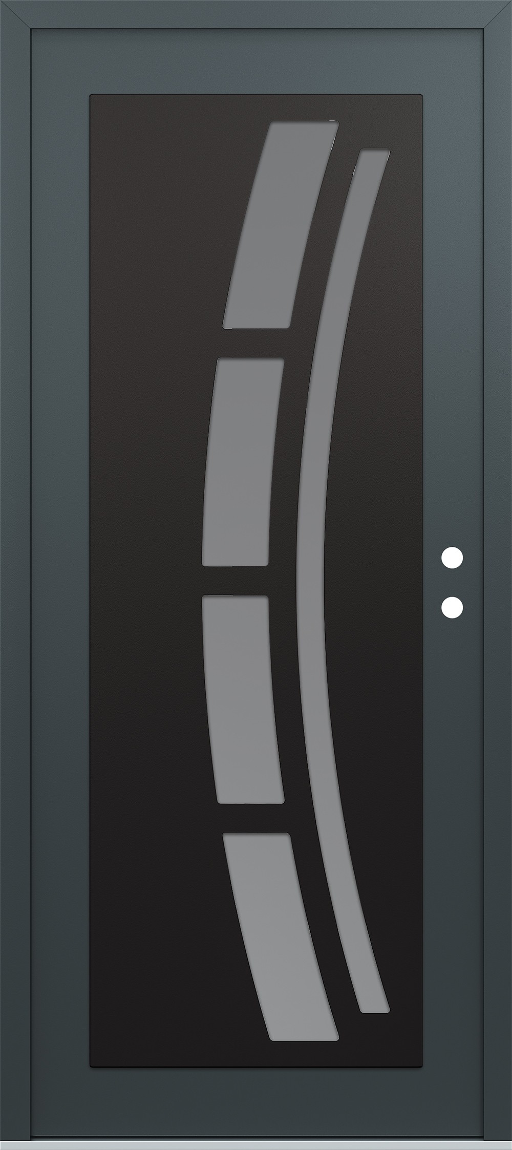 Modern Steel Front Door Diamond C12 36" x 80" anthracite/anthracite frosted Glass Panel black LHI