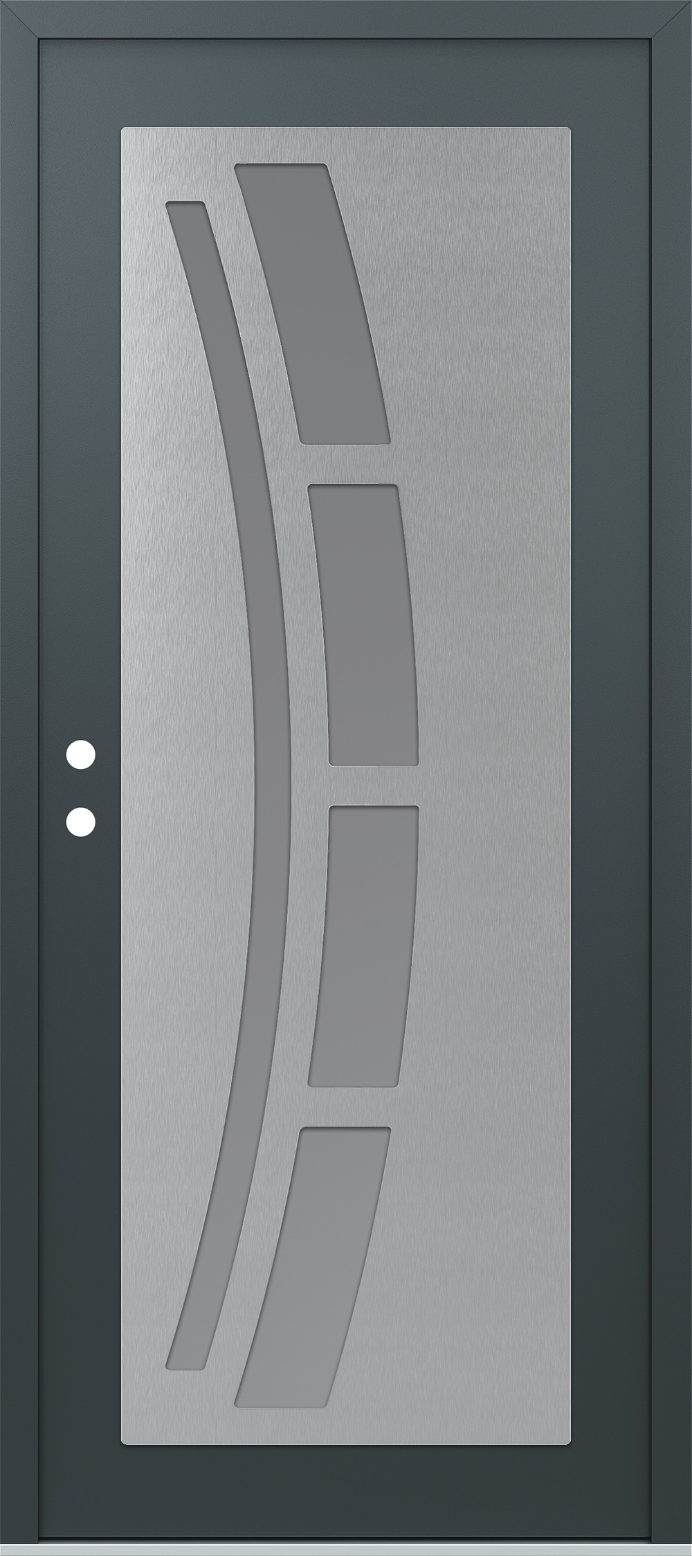 Modern Steel Front Door Diamond C12 36" x 80" anthracite/anthracite frosted Glass Panel stainless steel RHI