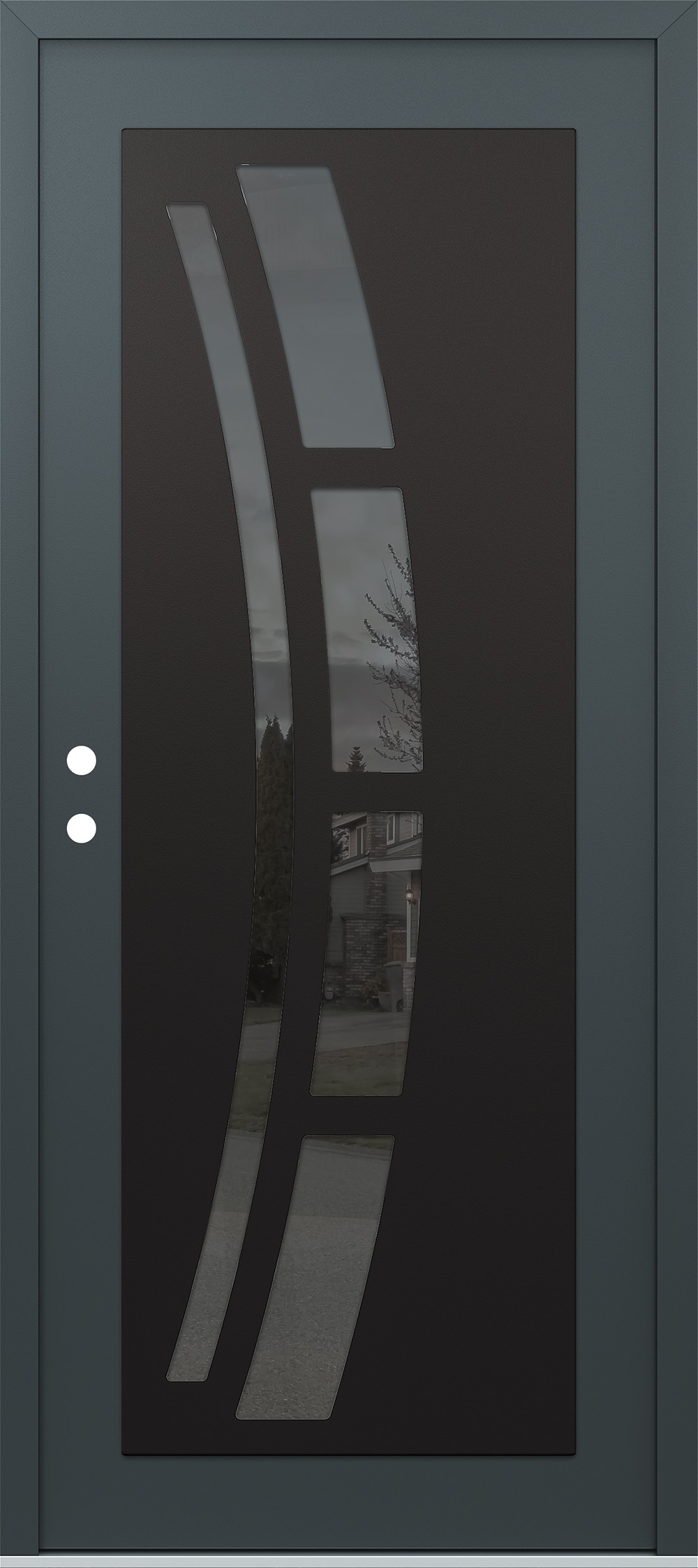 Modern Steel Front Door Diamond C12 36" x 80" anthracite/anthracite mirrored Glass Panel black RHI