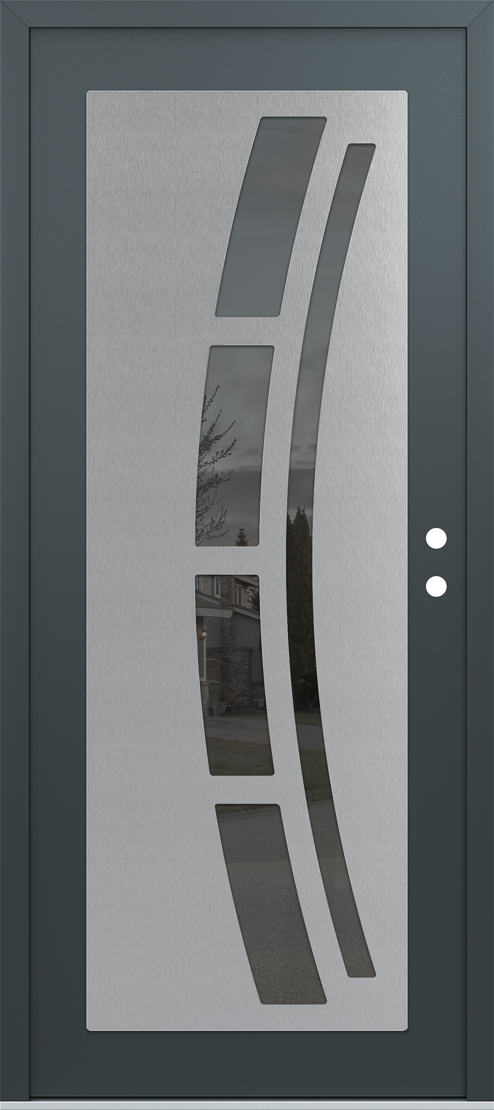 Modern Steel Front Door Diamond C12 36" x 80" anthracite/anthracite mirrored Glass Panel stainless steel LHI