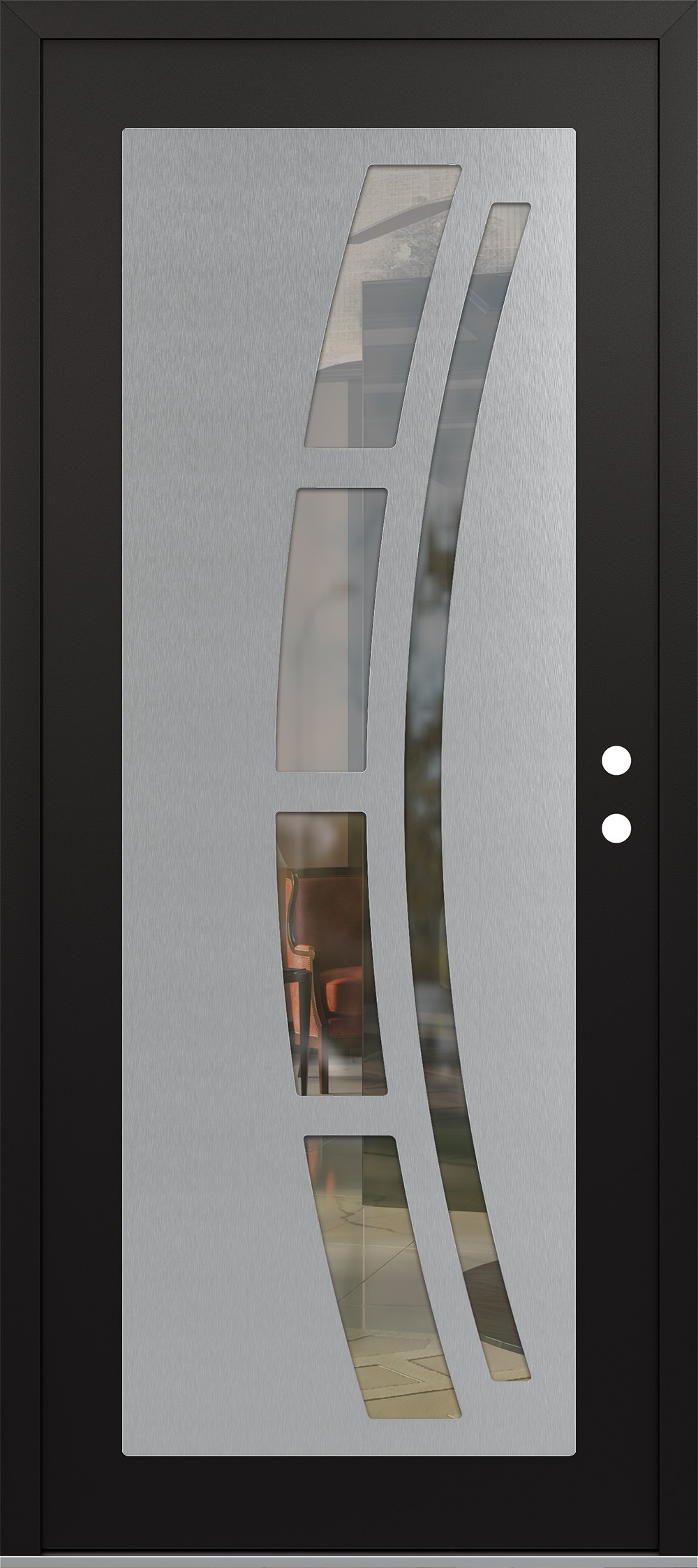 Modern Steel Front Door Diamond C12 36" x 80" black/black clear Glass Panel stainless steel LHI