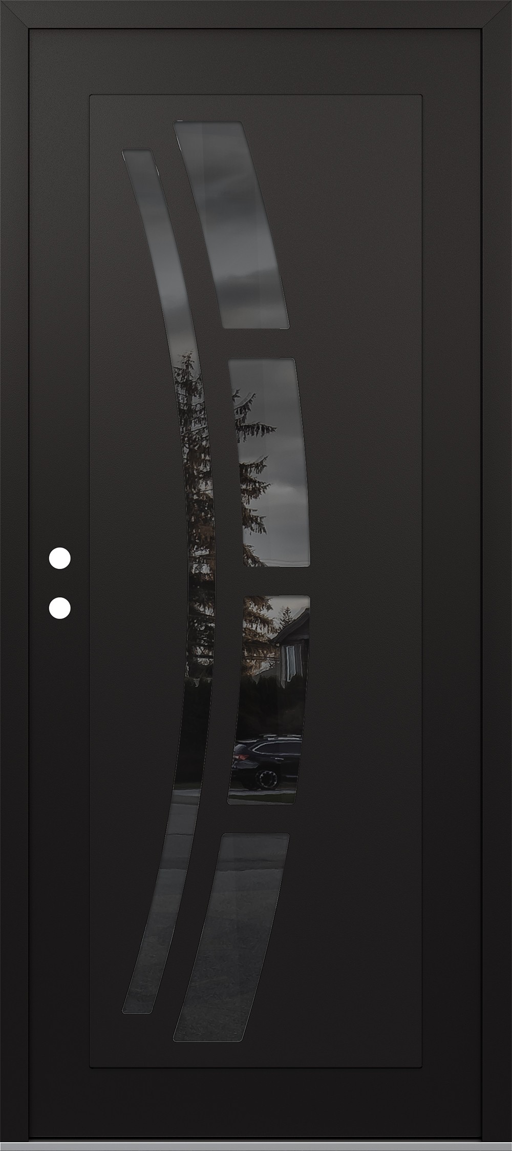 Modern Steel Front Door Diamond C12 36" x 80" black/black mirrored Glass Panel black RHI
