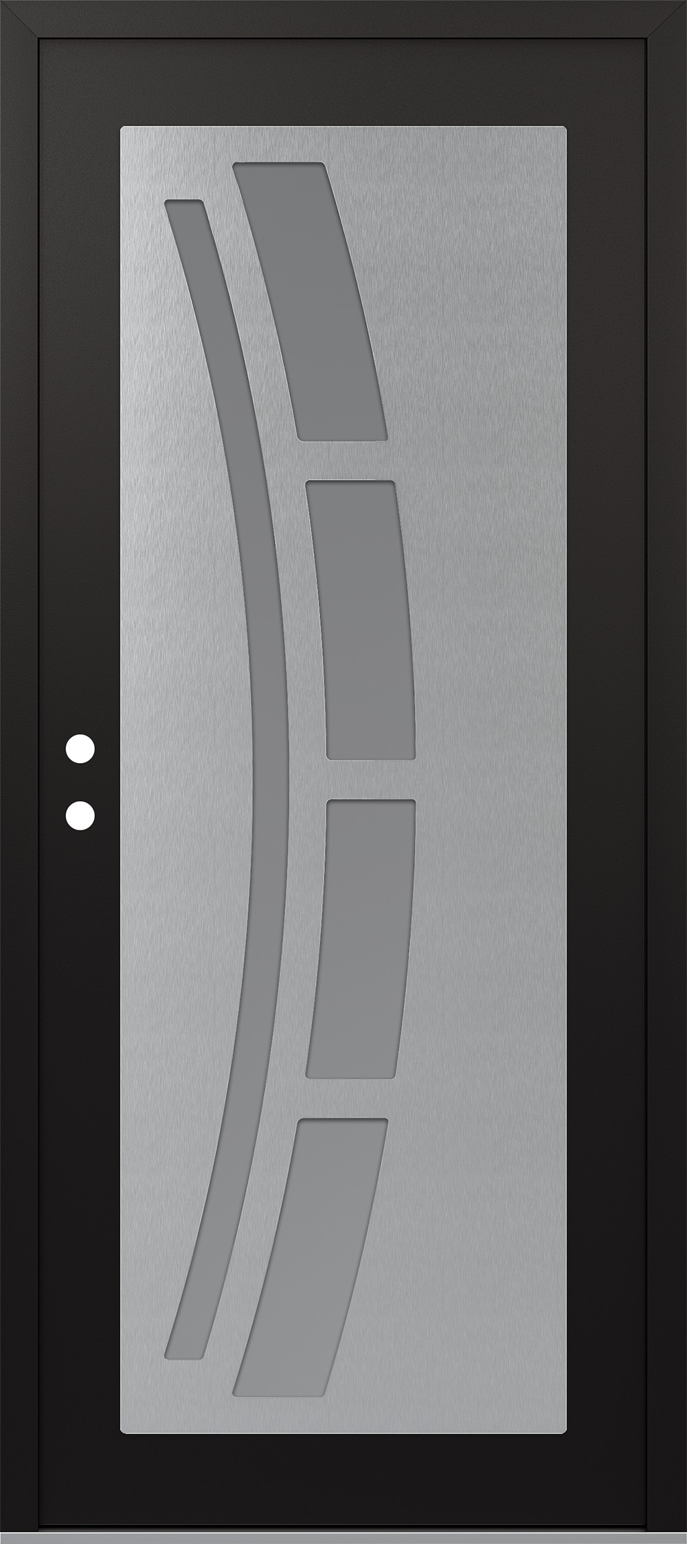 Modern Steel Front Door Diamond C12 36" x 80" black/white frosted Glass Panel stainless steel RHI