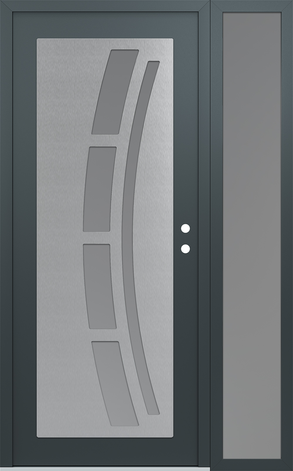 Modern Steel Front Door Diamond C12 48" x 80" anthracite/anthracite frosted Glass Panel stainless steel LHI with Sidelite frosted Glass