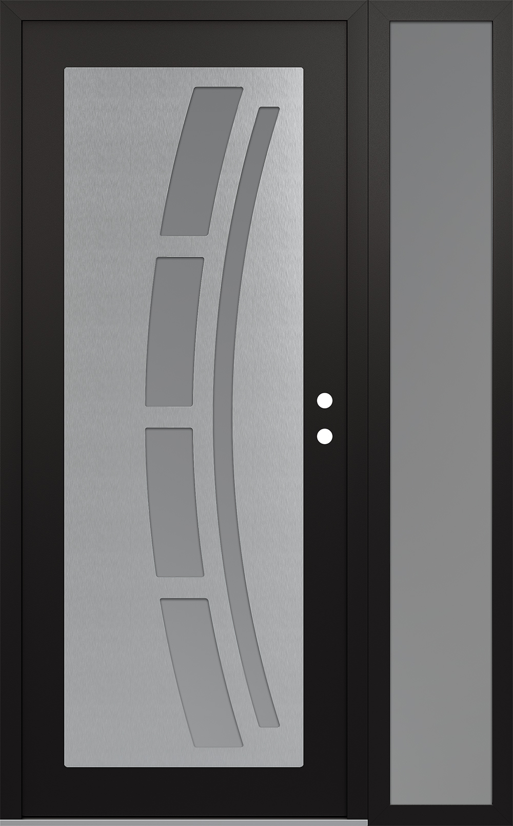 Modern Steel Front Door Diamond C12 50" x 80" black/white frosted Glass Panel stainless steel LHI with Sidelite frosted Glass
