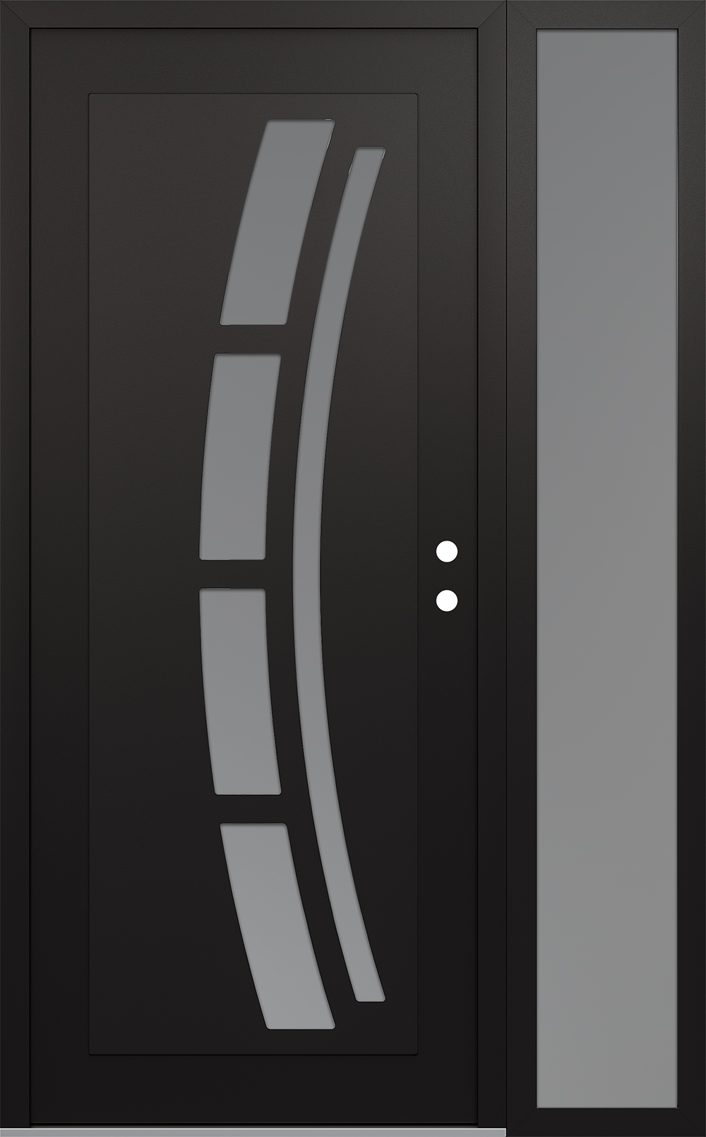 Modern Steel Front Door Diamond C12 52" x 80" black/white frosted Glass Panel black LHI with Sidelite frosted Glass