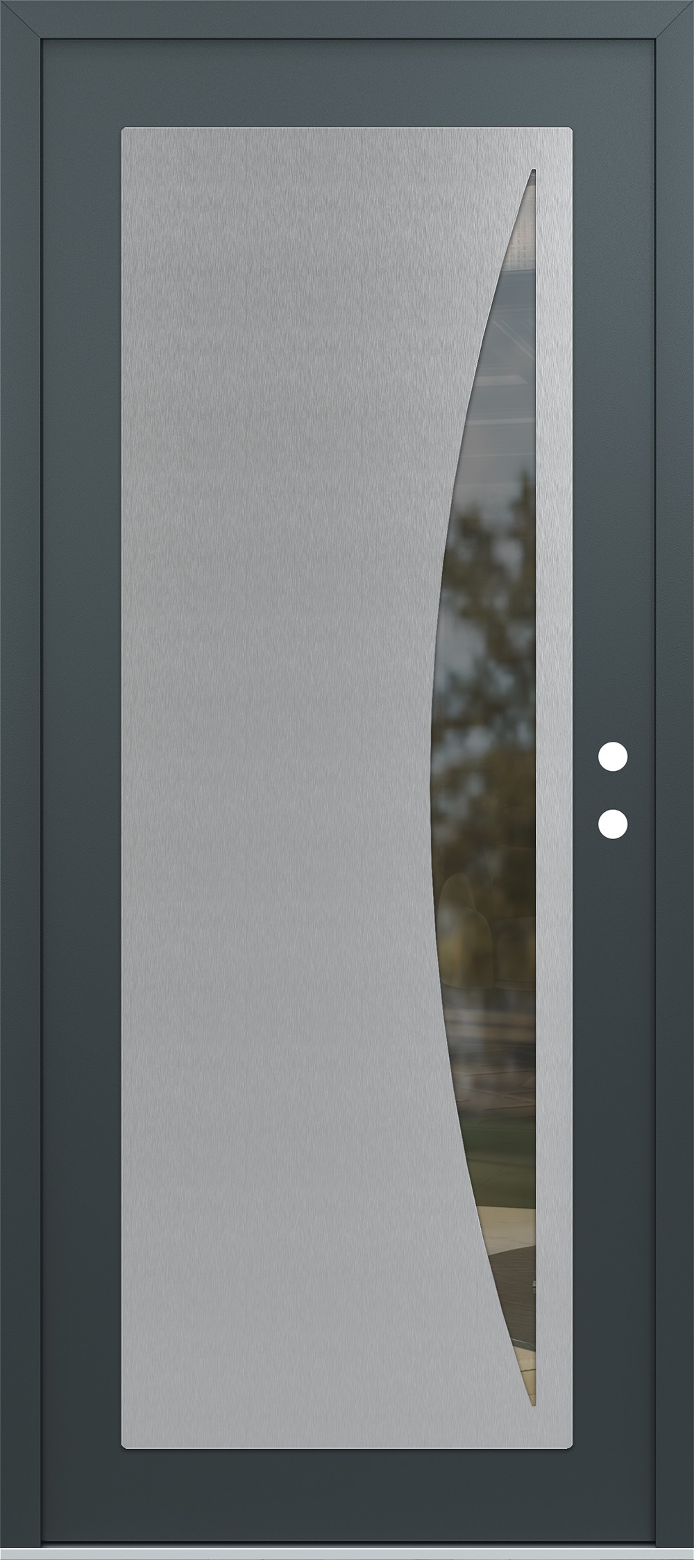 Modern Steel Front Door Diamond C13 36" x 80" anthracite/anthracite clear Glass Panel stainless steel LHI
